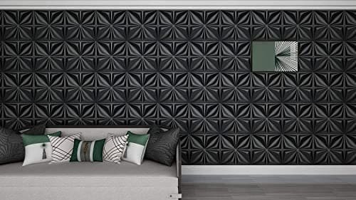 Art3d Matt Black 3D Wall Panel PVC Flower Design Cover 32 Sqft, for Interior Wall Decor in Living Room,Bedroom,Lobby,Office,Shopping Mall MEGA