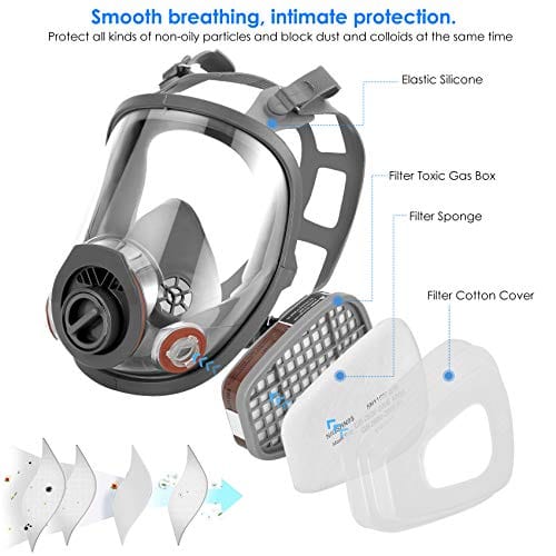 HAOX Reusable Gas Mask with Filter, Full Face Respirаtor Organic Vapor Cover Mask, Dustproof Face Cover for Paint Spray, Chemical Work Protection-B088JZTTD4 ebuystt