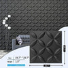 Art3d Texture 3D Wall Panels, PVC Wall Panels for Interior Wall Decor Pack of 12 Tiles 32 Sq Ft, Black, 19.7