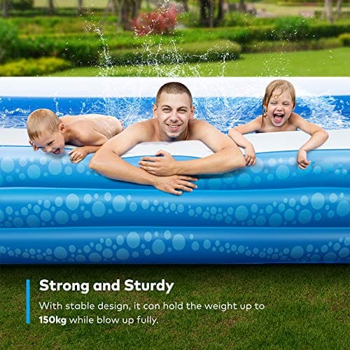 Inflatable Swimming Pool, Hesung 118" X 69" X 21" Full-Sized Family Kiddie Blow up Pool for Kids, Adults, Baby, Children, Thick Wear-Resistant Big Above Ground, Garden, Backyard Water Party for Age 3+ ebuystt