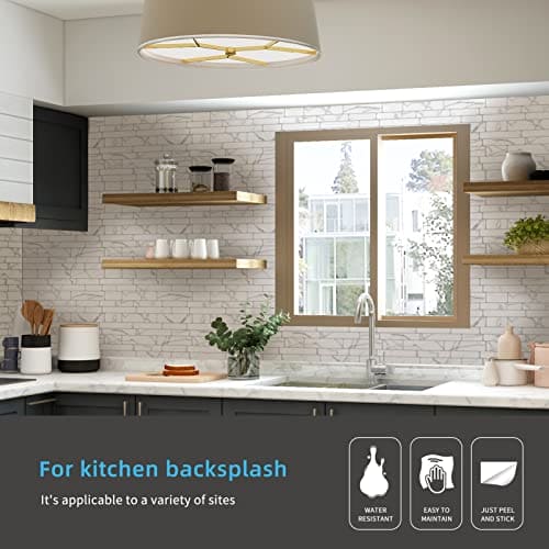 Art3d 10-Sheet Peel and Stick Backsplash, 12 in. x 12in. White Marble Design MEGA