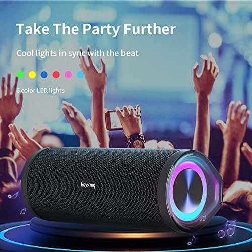 HEYSONG Portable Bluetooth Speaker, Wireless Outdoor Speakers, IPX7 Waterproof, 40H Playtime, TF Card, Loud Stereo Sound for Beach, Boat, Pool, Camping, Bike, Shower, Gifts for Men EBUYSTT
