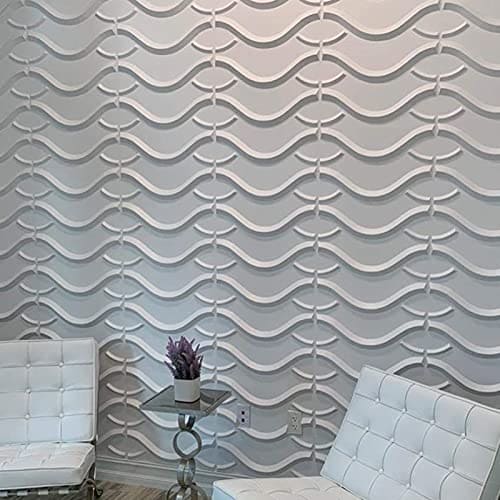 Art3d Decorative 3D Wall Panels in Modern Wall Design, 19.7"x19.7" Matt White (12 Pack) MEGA