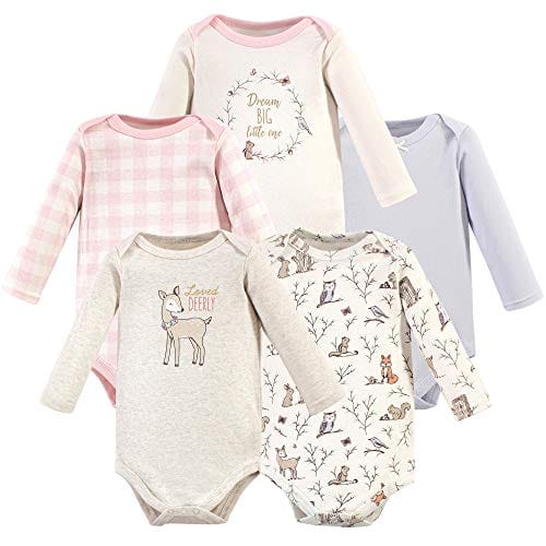 Hudson Baby Unisex Cotton Bodysuits, Girl Baby Bear Long-Sleeve 5-Pack, 0-3 Months (3M): Clothing ebuystt