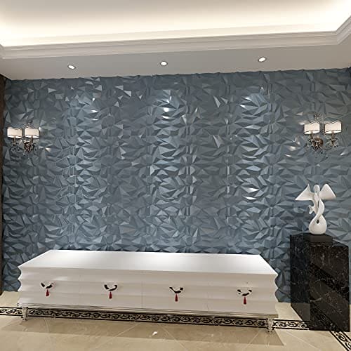 Art3d PVC 3D Diamond Wall Panel Jagged Matching-Matt Silver, for Residential and Commercial Interior Decor MEGA