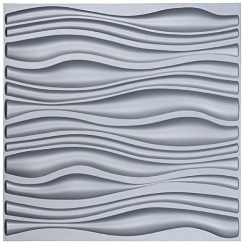 Art3d PVC Wave Board Textured 3D Wall Panels, Grey, 19.7" x 19.7" (12 Pack)　 Art3d