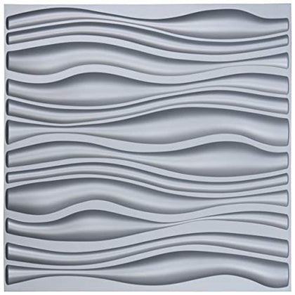 Art3d PVC Wave Board Textured 3D Wall Panels, Grey, 19.7