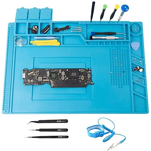 CPB Silicone Repair Mat Heat Resistant Work Mat with Scale Rule and Screw Position for soldering Iron, Electronics, Computer, Cellphone - Blue - S130 / S160 / S180 ebuystt