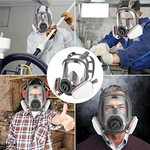 HAOX Reusable Gas Mask with Filter, Full Face Respirаtor Organic Vapor Cover Mask, Dustproof Face Cover for Paint Spray, Chemical Work Protection-B088JZTTD4 ebuystt