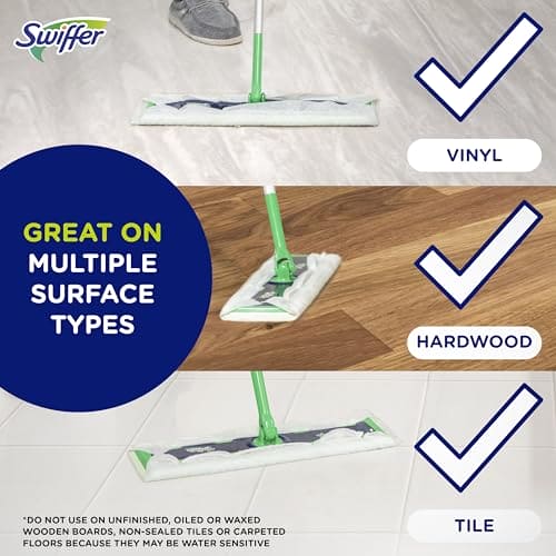 Swiffer Sweeper Dry + Wet XL Sweeping Kit, 1 Sweeper, 8 Dry Cloths, 2 Wet Cloths Swiffer