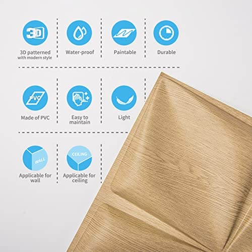 Art3d Wood Brown 3D Wall Panel PVC Flower Design Cover 32 Sqft, for Interior Wall Decor in Living Room,Bedroom,Lobby,Office,Shopping Mall MEGA
