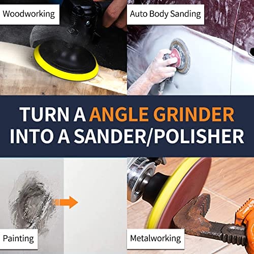Pomsare 5 Inch Hook and Loop Backing Pad with 50PCS Sanding Discs, Angle Grinder Attachments with 5/8-11 Threads, Sanding Pad for Wood Sanding Buffing Polishing(80/120/240/320/600 Grit) ebuystt
