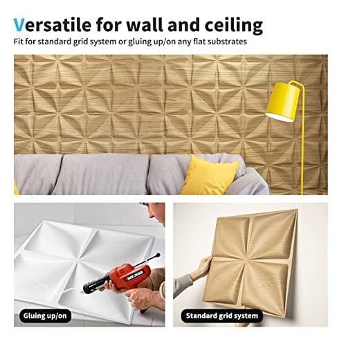 Art3d Wood Brown 3D Wall Panel PVC Flower Design Cover 32 Sqft, for Interior Wall Decor in Living Room,Bedroom,Lobby,Office,Shopping Mall MEGA