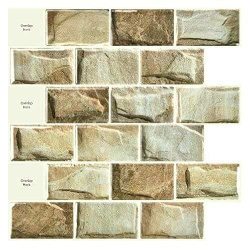 Art3d 10-Sheet Peel and Stick Subway Backsplash, 12 in. x 12in. Stone Design MEGA
