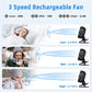 ATEngeus USB Fan, Rechargeable Portable Fan, Clip on Fan, Battery Operated Fan, 3 Speeds, 5000mAh USB Desk Fan, 720°Rotation, Sturdy Clamp for home, Camping, Treadmill and car EBUYSTT