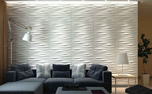 Art3d PVC Wave Board Textured 3D Wall Panels, White, 19.7" x 19.7" (12 Pack) MEGA
