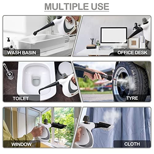 Spurgehom Handheld Steam Cleaner, Portable Pressurized Steamer with 350ml Large Capacity 11-Piece Accessory Set, Perfect for Stain Removal, Curtains, Car Seats, Floor, Window Cleaning - B09XHDQWF6 Spurgehom