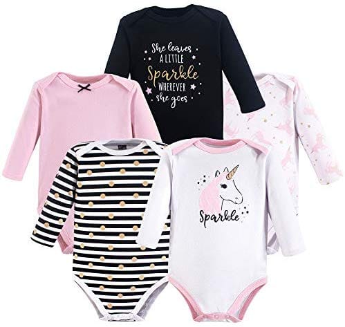 Hudson Baby Unisex Cotton Bodysuits, Girl Baby Bear Long-Sleeve 5-Pack, 0-3 Months (3M): Clothing ebuystt
