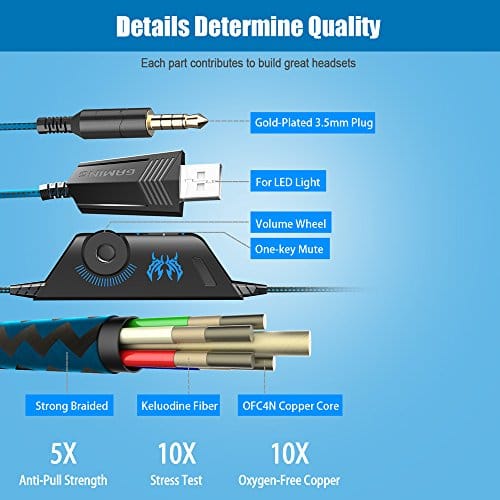 BENGOO G9000 Gaming Headset Professional 3.5mm PC LED Light Game Bass Headphones Stereo Noise Isolation Over-ear Headset Headband with Mic Microphone For PS4 Laptop Computer and Smart Phone ebuystt
