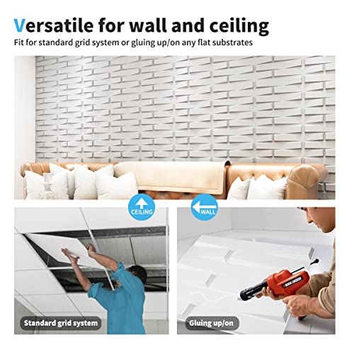 Art3d Decorative 3D PVC Wall Panel for Interior Décor, 12-Pack 19.7 x 19.7 in. White MEGA