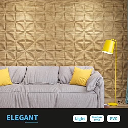 Art3d Wood Brown 3D Wall Panel PVC Flower Design Cover 32 Sqft, for Interior Wall Decor in Living Room,Bedroom,Lobby,Office,Shopping Mall MEGA