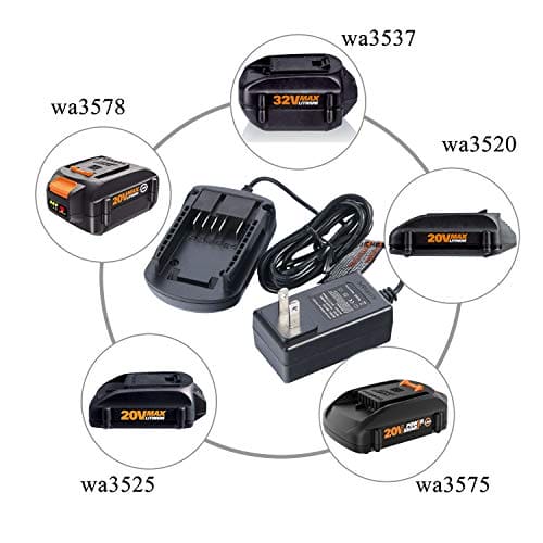 WA3742 Charger for Worx 20V Lithium Battery WA3520 WA3525 WA3578, Cell9102 Replacement Worx Battery Charger 20V WA3732 WA3875 WA3881 Cell9102