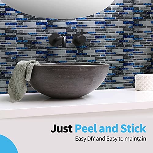 Art3d 10-Sheet Premium Self-Adhesive Kitchen Backsplash Tiles in Marble, 12"X12" MEGA
