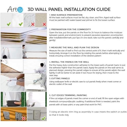 Art3d Textures 3D Wall Panels White Diamond Design Pack of 12 Tiles 32 Sq Ft (PVC) MEGA