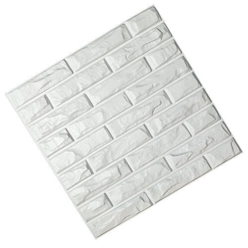 Art3d PVC 3D Wall Panels White Brick Wall Tiles, 19.7" x 19.7" (12 Pack) MEGA