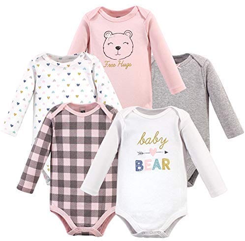 Hudson Baby Unisex Cotton Bodysuits, Girl Baby Bear Long-Sleeve 5-Pack, 0-3 Months (3M): Clothing ebuystt