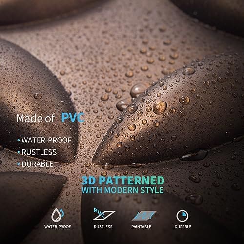 Art3d Texture 3D Wall Panels, PVC Wall Panels for Interior Wall Decor Pack of 12 Tiles 32 Sq Ft, Antique Copper, 19.7"x19.7" MEGA