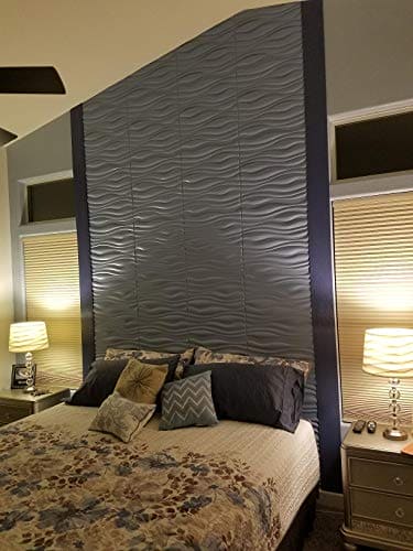 Art3d PVC Wave Board Textured 3D Wall Panels, Grey, 19.7" x 19.7" (12 Pack)　 Art3d