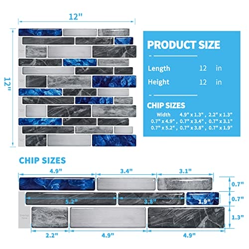 Art3d 10-Sheet Premium Self-Adhesive Kitchen Backsplash Tiles in Marble, 12"X12" MEGA