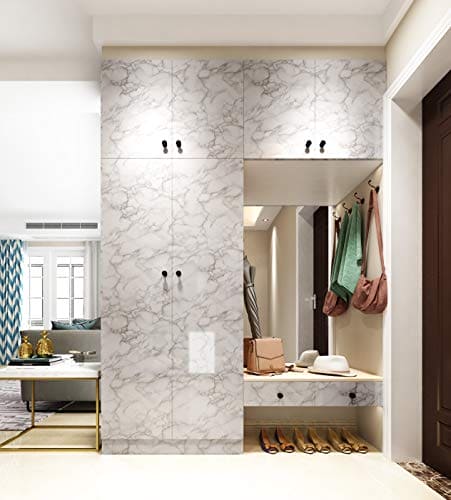 LaCheery Large Size 160 x 36 Inch Grey White Marble Contact Paper for Countertops Waterproof Wallpaper Stick and Peel Marble Countertop Contact Paper for Kitchen Island Worktop Table Desk Decorative Mega