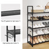UNITSTAGE 5 Tiers Black Shoe Rack Shoe Organizer Shoe Storage for Closet for Entryway 20-25 Pairs Metal Stackable Shoe Rack Shelf with Hooks Garage Durable Metal Pipes Plastic Connectors