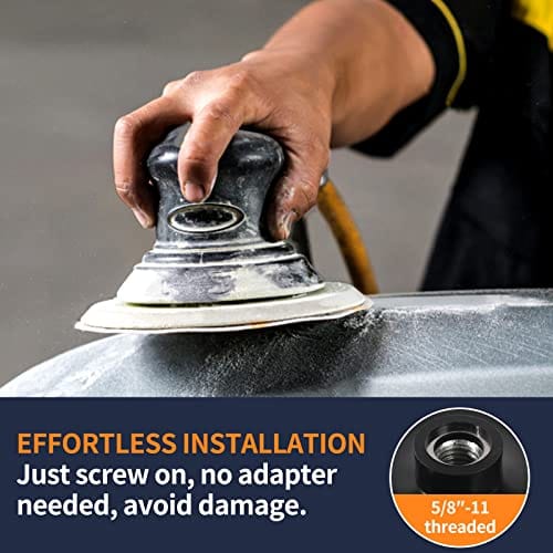 Pomsare 5 Inch Hook and Loop Backing Pad with 50PCS Sanding Discs, Angle Grinder Attachments with 5/8-11 Threads, Sanding Pad for Wood Sanding Buffing Polishing(80/120/240/320/600 Grit) ebuystt