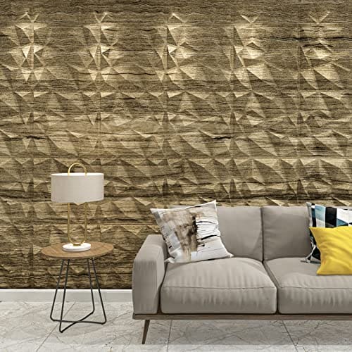 Art3d Textures 3D Wall Panels Wood Diamond Design for Interior Wall Decor Pack of 12 Tiles 32 Sq Ft (PVC) MEGA
