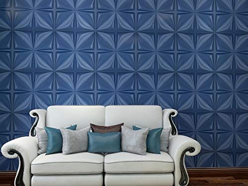 Art3d Navy Blue 3D Wall Panel PVC Flower Design Cover 32 Sqft, for Interior Wall Decor in Living Room,Bedroom,Lobby,Office,Shopping Mall MEGA