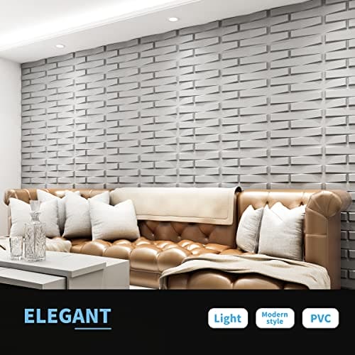 Art3d Decorative 3D PVC Wall Panel for Interior Décor, 12-Pack 19.7 x 19.7 in. White MEGA