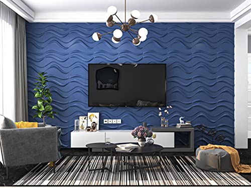 Art3d 32 Sq.Ft 3D Wall Panels, 15+ Patterns Decorative 3D Panels, Blue Wave MEGA