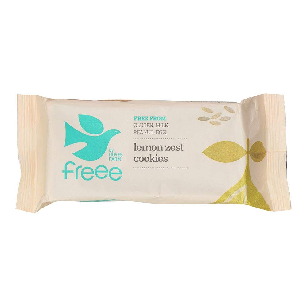 Doves Farm Freee Organic Lemon Zest Cookies 150g  Gluten free, organic cookies baked with a unique blend of naturally gluten free flour, fragrant whole lemon and zesty lemon oil-5011766888981