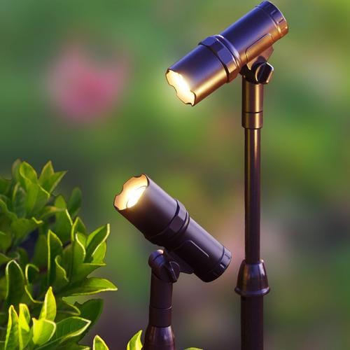 SmartYard Solar LED Spotlights 2 Units These solar LED spotlights are made of Durable die-cast aluminum in an oil-rubbed bronze finish-433044