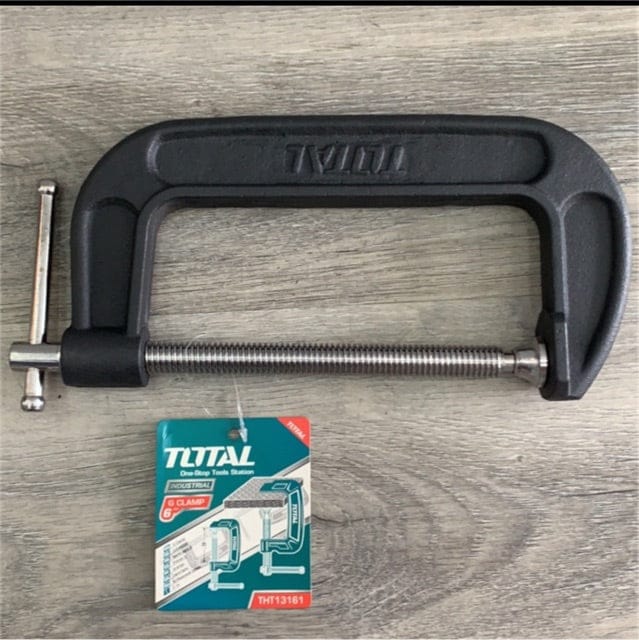 Total G Clamp 6" Versatile clamp Secures parts for assembly, Fastening, Gluing, and Welding in woodworking, Metalworking, and Automotive Applications- THT13161 MEGA
