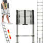 Dayplus 12.5FT/3.8M Stainless Steel Telescopic Ladder Foldable Telescoping Extension Ladder Loft Ladder 330lb Load ebuystt