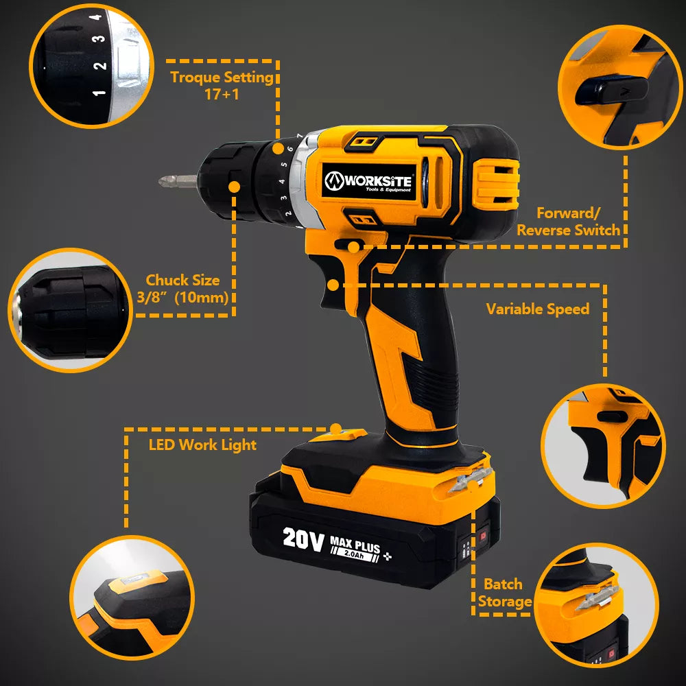 Worksite Cordless Project Kit x 70pcs. This compact tool kit contains the most useful advanced tools for designing, repairing. Power Tools Combo Kit With 20V Cordless Drill. For drilling in wood, metal and plastics - CT70-CB