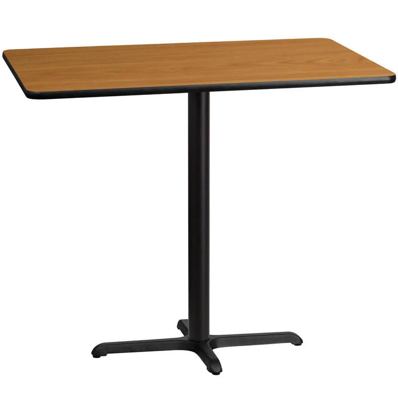 30'' x 48'' Rectangular Black Laminate Table Top with 23.5'' x 29.5'' Bar Height Table Base [XU-BLKTB-3048-T2230B-GG] Fl Furniture