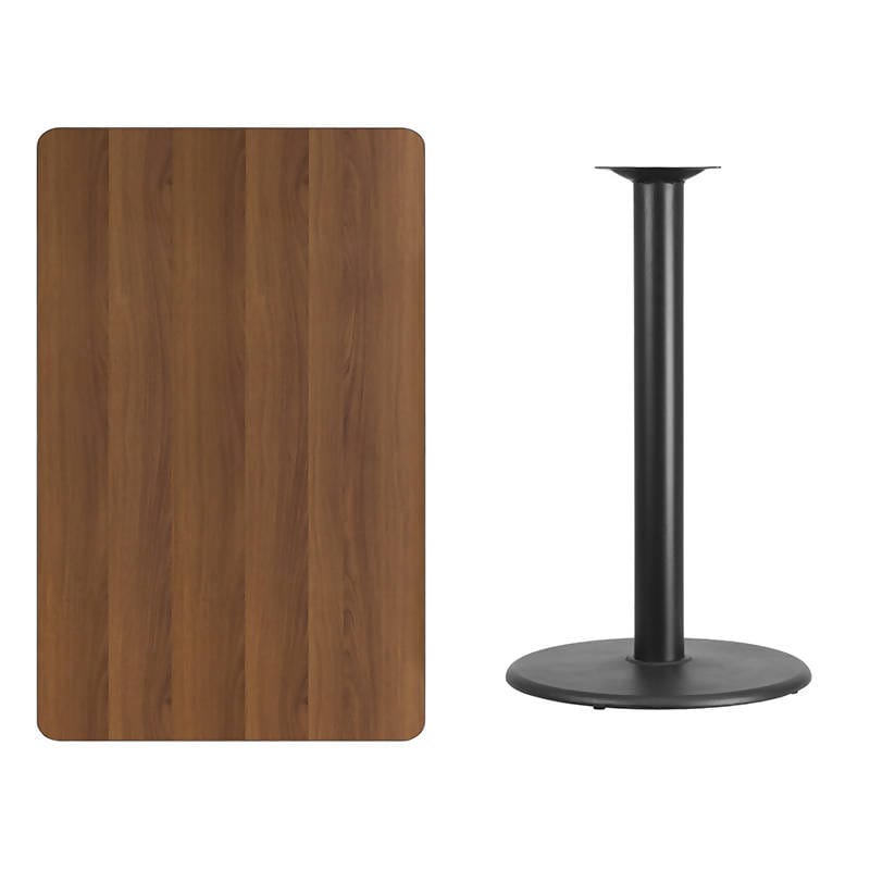 30'' x 48'' Rectangular Black Laminate Table Top with 24'' Round Bar Height Table Base [XU-BLKTB-3048-TR24B-GG] Fl Furniture