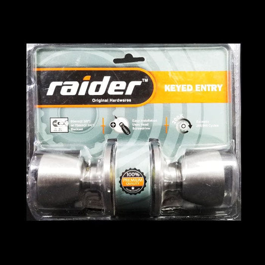 RAIDER Keyed Entry Entrance Cylindrical Knob Lockset for Office or Front Door MEGA
