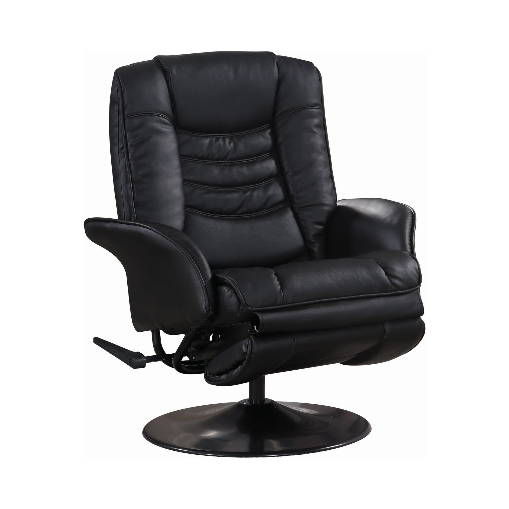Upholstered Swivel Recliner Black SKU: 600229 coastmega