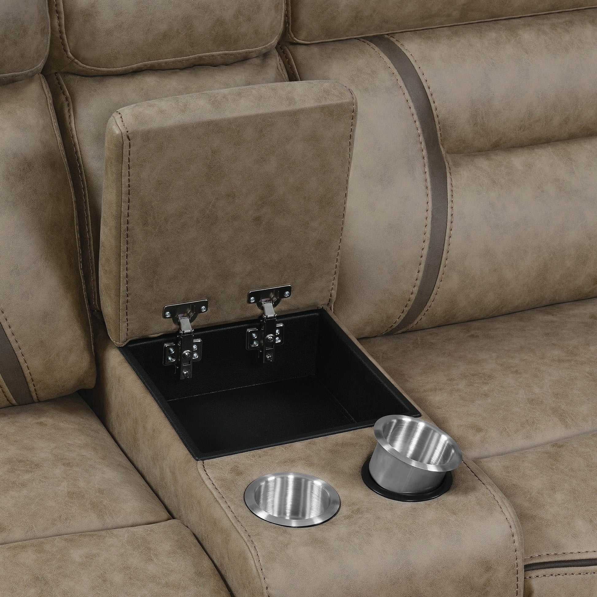Higgins Four-Piece Upholstered Power Sectional Tan Collection: Higgins SKU: 600380 coastmega